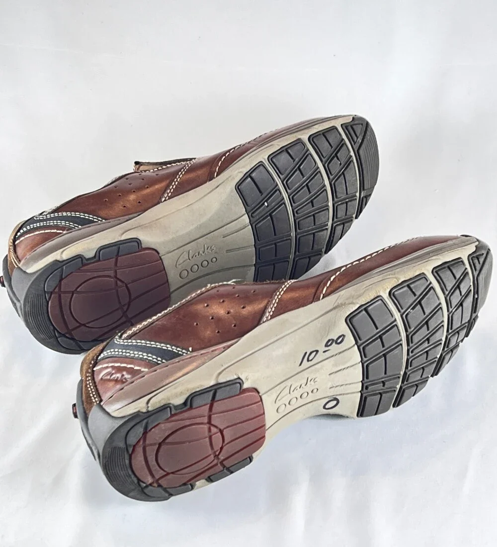 Clarks Comfort Shoes Men's Size 11M Brown Leather Round Toe Slip-on 26068115